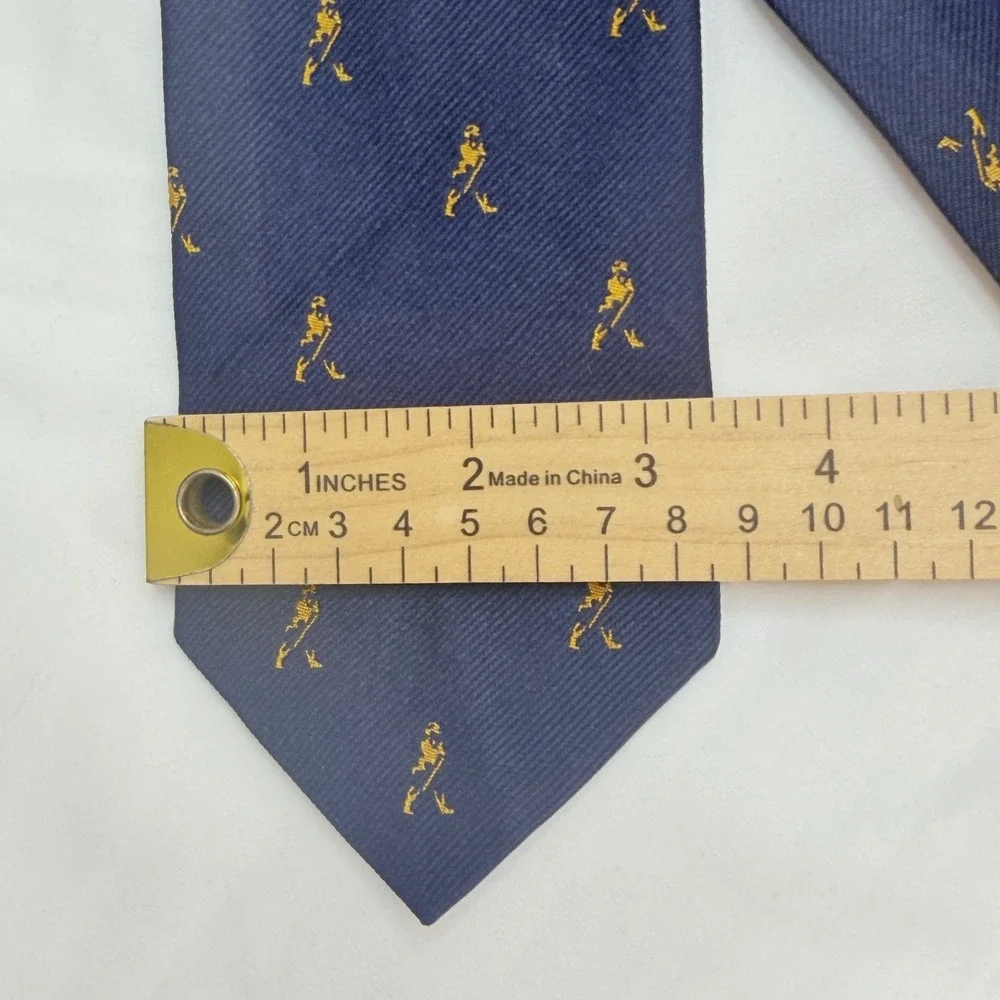 Vintage Brooks Brothers x Johnnie Walker Silk Tie Blue Gold Striding Man Preppy